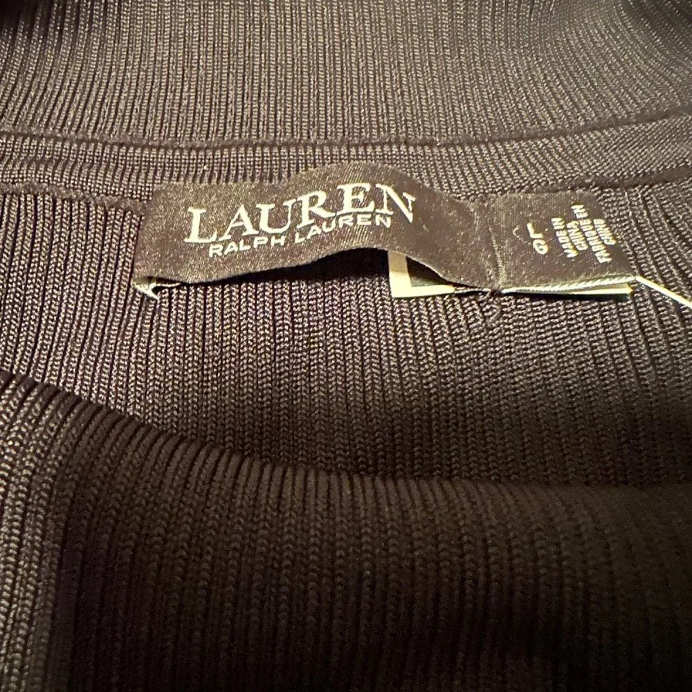 NWT | Lauren Ralph Lauren Women’s Fringe Off-The-Shoulder Black Top | Size Large - Picture 4 of 5